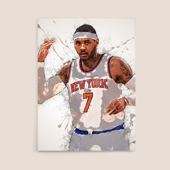 Carmelo Anthony New York Knicks Basketball Art Drawing Print 