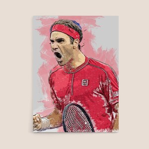 Roger Federer Poster, Canvas, Banner, Tennis Fan, Kids Wall Decor, Man Cave Gift for Him/Her, Paint Splash, Sports Art, Motivation, Swiss image 6