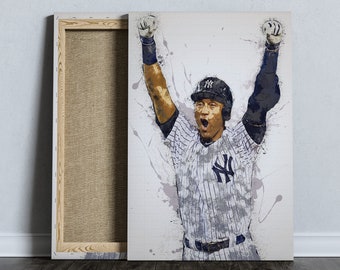 Derek Jeter, New York Yankees baseball- Canvas Print, Sports Art Print,  Baseball Poster, Kids Decor, Man Cave Gift, Wall Decor, Wrap