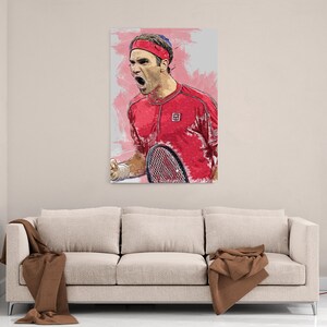 Roger Federer Poster, Canvas, Banner, Tennis Fan, Kids Wall Decor, Man Cave Gift for Him/Her, Paint Splash, Sports Art, Motivation, Swiss image 5