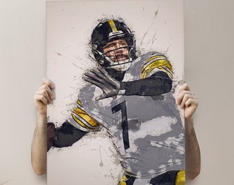 Ben Roethlisberger, Big Ben, Pittsburgh Steelers, NFL - Canvas Print, Sports, Football Poster, Kids Decor, Man Cave Gift, Wall Decor, Wrap