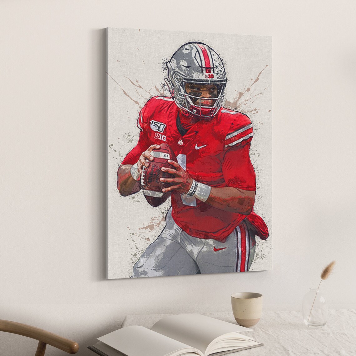 Justin Fields Poster Ohio State Buckeyes Canvas Print Etsy