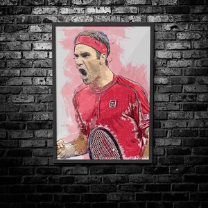 Roger Federer Poster, Canvas, Banner, Tennis Fan, Kids Wall Decor, Man Cave Gift for Him/Her, Paint Splash, Sports Art, Motivation, Swiss image 8