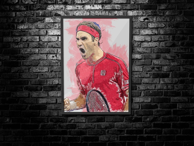 Roger Federer Poster, Canvas, Banner, Tennis Fan, Kids Wall Decor, Man Cave Gift for Him/Her, Paint Splash, Sports Art, Motivation, Swiss image 8