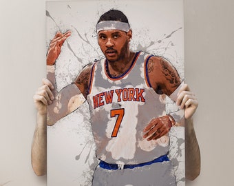 Carmelo Anthony Poster, Print - New York Knicks - Canvas Print, Sports Art Print, Basketball Poster, Kids Decor, Man Cave Gift, Wrap
