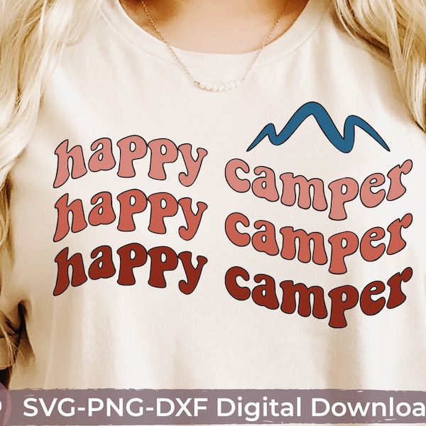 Groovy Happy Camper Svg Retro Mountain Camping Saying Smore Memories Retro Country Girl Camping Season Png Dxf Silhouette Cut File Cricut