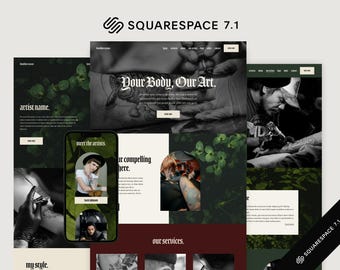 Tattoo Studio Website Template Squarespace 7.1 | Tattoo Shop Site | Artist Portfolio | Gothic Web Design