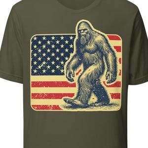 Bigfoot American flag shirt, sasquatch American shirt, mens bigfoot shirt, bigfoot lover shirt, big foot shirt men