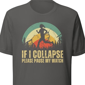 Hardloopshirt voor dames, marathonshirt, cadeau voor hardloper vrouw, cadeau marathonloper, als ik instort, pauzeer mijn horloge damesshirt