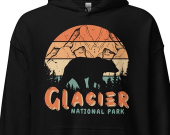 Moletom com capuz do Parque Nacional Glacier, presente do parque nacional, moletom com capuz de acampamento, moletom com capuz de aventura, moletom com capuz amante da natureza, moletom com capuz Montana, moletom unissex