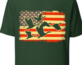 Duck Hunting Shirt: American Flag Graphic Tee
