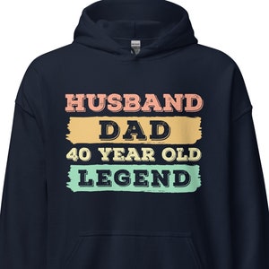 Mąż Tata 40-letnia legenda Bluza z kapturem, Bluza urodzinowa, 40-letni prezent urodzinowy dla niego, 40-ta bluza z kapturem dla mężczyzn