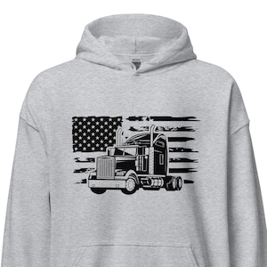 Truck driver Hoodie, American flag hoodie, gift for trucker, gift for truck guy, truck driver gifts