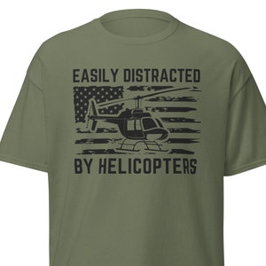 Easily Distracted by Helicopters shirt, helicopter pilot gift, gift for helicopter pilots, helicopter American flag  shirt, mens shirts
