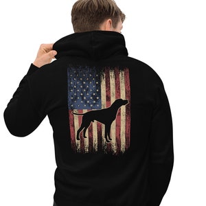 Coonhound Hoodie, Jagdhund Hoodie, Amerikanische Flagge Hoodie, JagdHund Geschenke, Hundeliebhaber Hoodie, Hoodie Rückendesign, Unisex Hoodie