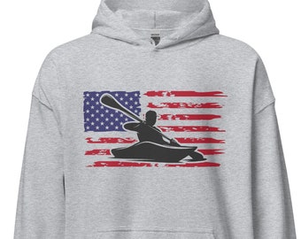 Kayak American flag hoodie, Kayak hoodie, kayaking hoodie, gift for kayaker, unisex hoodie