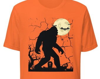 Bigfoot Halloween shirt, Sasquatch on cemetery t shirt, Bigfoot lover gift