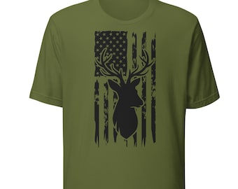 Deer American Flag Hunting Shirt: Patriotic Buck Hunter Gift