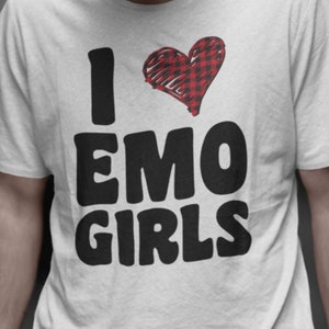 I love emo girls Shirt, emo clothing men, emo shirt men, i heart emo girls, emo tshirt image 1