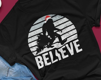 Believe Bigfoot Shirt, Bigfoot Christmas shirt, sasquatch Christmas shirt, sasquatch Xmas shirt, sasquatch believe, Unisex shirt