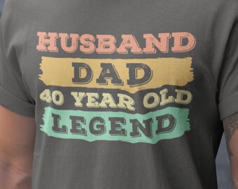 Camicia di compleanno per gli uomini, camicia Husband Dad 40 Year Old Legend, camicia del 40esimo compleanno, regalo di compleanno 40 per lui, camicia di compleanno vintage