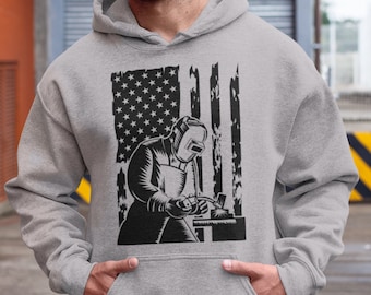 Welder Hoodie, Welder American flag, gift for welder, welding gifts