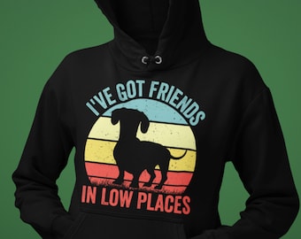 teckel hoodie, I've Got Friends in Low Places Hoodie, wiener hond hoodie, teckel minnaar cadeau, hond eigenaar hoodie