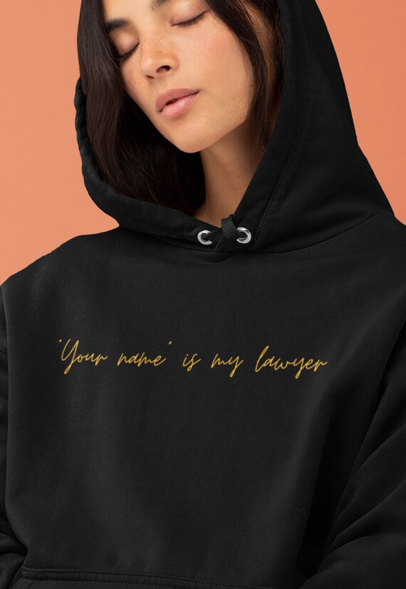 Black hoodie with yellow writing hotsell