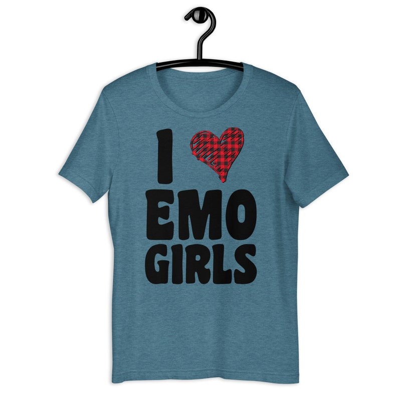 I love emo girls Shirt, emo clothing men, emo shirt men, i heart emo girls, emo tshirt Heather Deep Teal