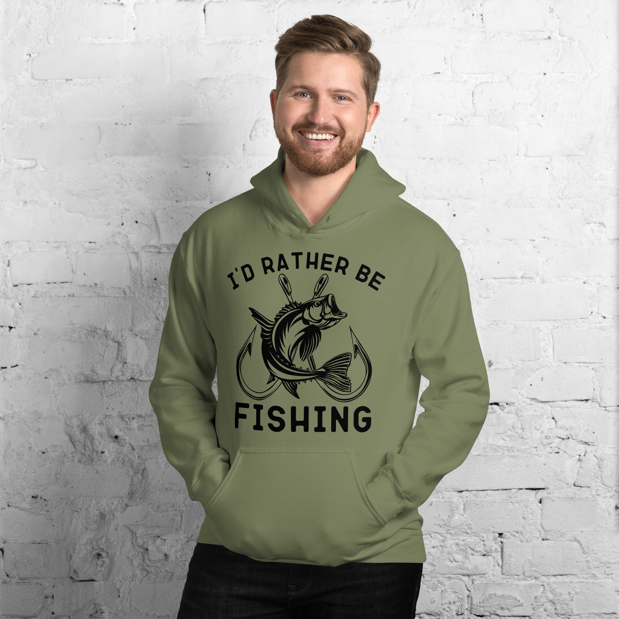 Fishing hoodie, I'd Rather Be Fishing Hoodie, fisherman hoodie, gift for fishing man, gift for fishing lovers