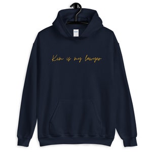 ¿Es mi abogado? Sudadera con capucha con letras amarillas, nuevo regalo de abogado, regalo de abogado personalizado, sudadera con capucha de abogado personalizada, sudadera con capucha de moda Navy