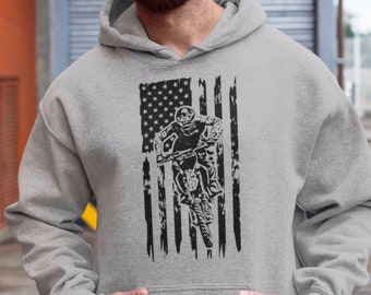 Dirt Bike Hoodie, Motocross Hoodie, dirt bike gift, Motocross American flag, motorcycle hoodie, gift for dirt bike rider