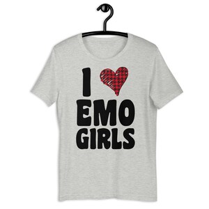 I love emo girls Shirt, emo clothing men, emo shirt men, i heart emo girls, emo tshirt Athletic Heather