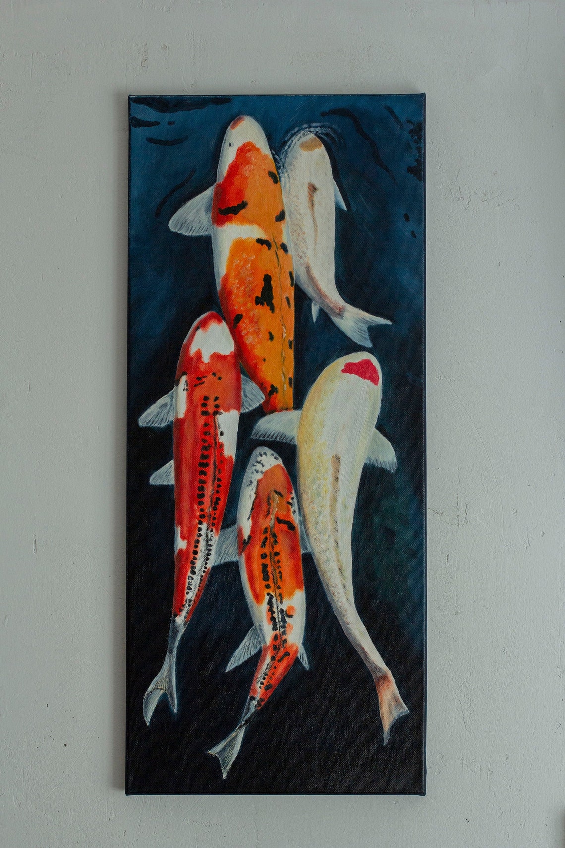 Koi fish wall art fish on canvas long canvas wall art koi Etsy
