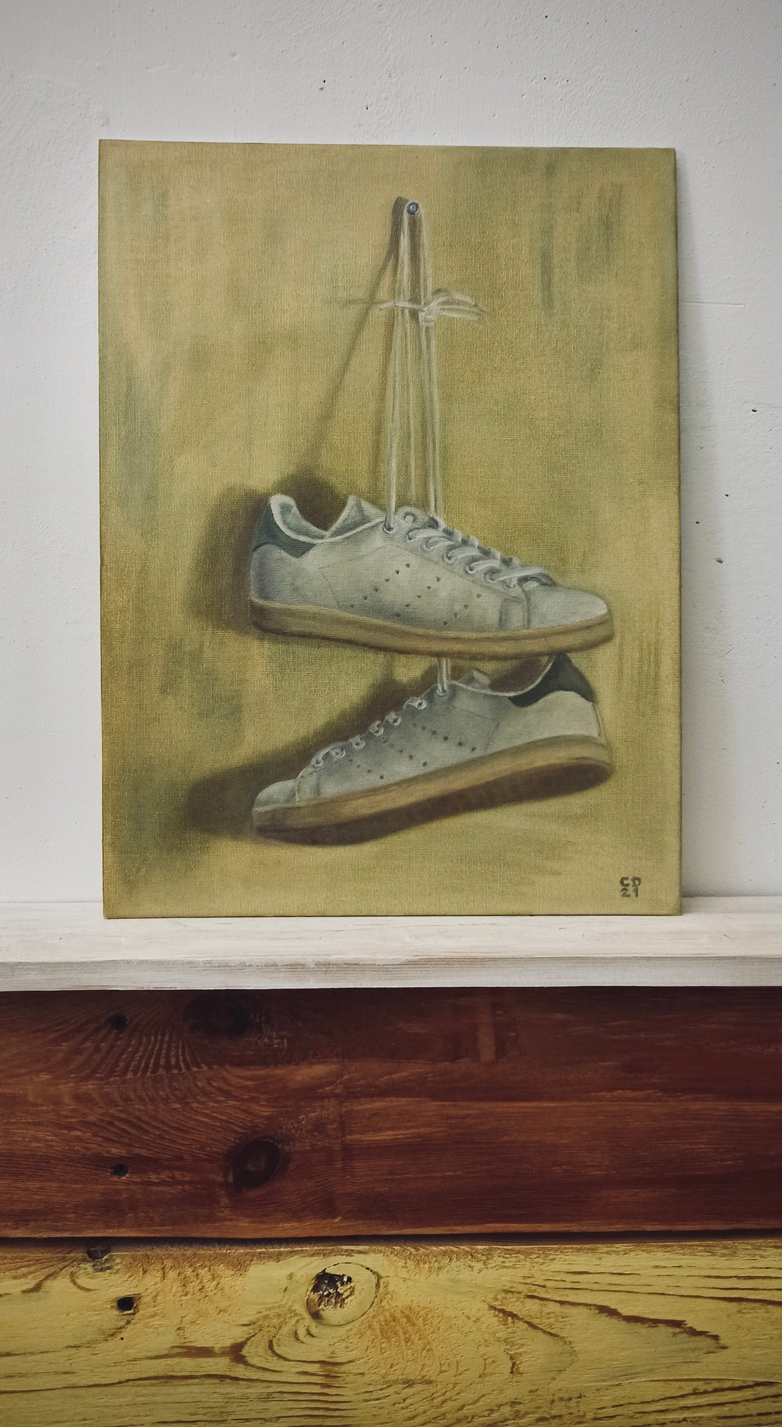 Oil painting Sneakers sneakers art white sneakers Etsy