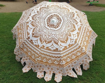 Lotti all'ingrosso di grandi dimensioni ombrellone da piscina, arredamento da spiaggia unico arte lusso ombrellone da giardino boho, ombrellone decorativo mandala indiano,