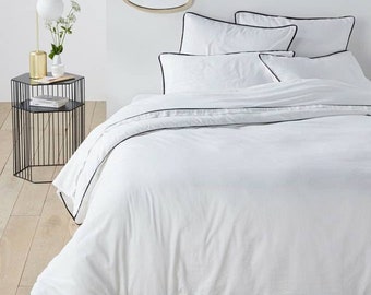 Natürlicher reiner Baumwoll-Bettbezug mit Pom-Pom 2-teilig Boho Bettbezug Gewaschene Baumwolle UO Bedding Doona Quilt Bettbezug Alle Größen