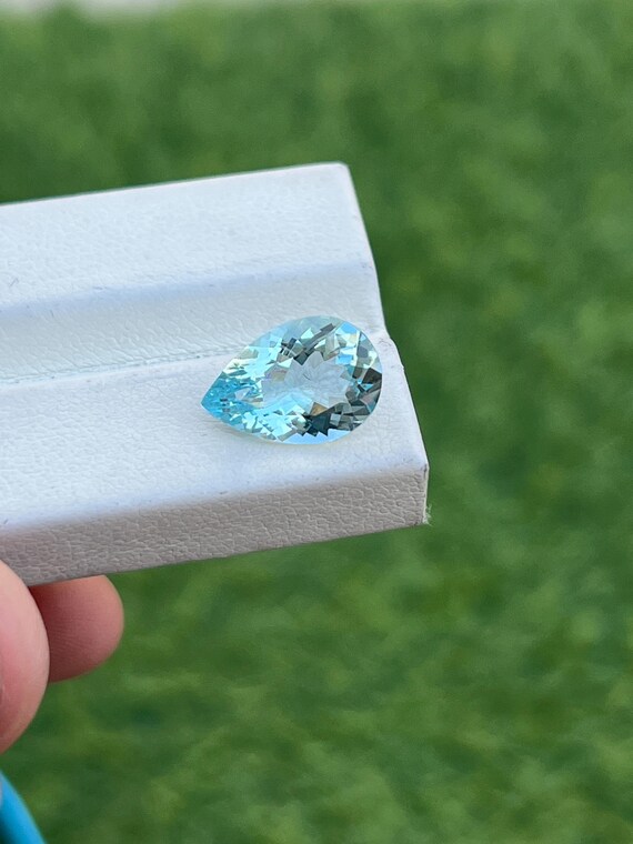 Natural Santa Maria Blue Aquamarine – Teardrop Gem for Custom 