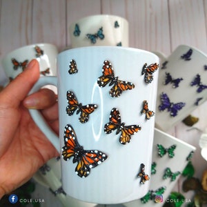 Butterfly mug, Cup decorated with butterflies, Butterfly Gift,Butterfly Lovers, Butterflies Gift, Personalized Gift with butterflies,minimal