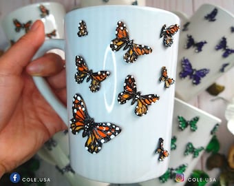 Butterfly mug, Cup decorated with butterflies, Butterfly Gift,Butterfly Lovers, Butterflies Gift, Personalized Gift with butterflies,minimal