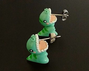 T rex biting earrings discount