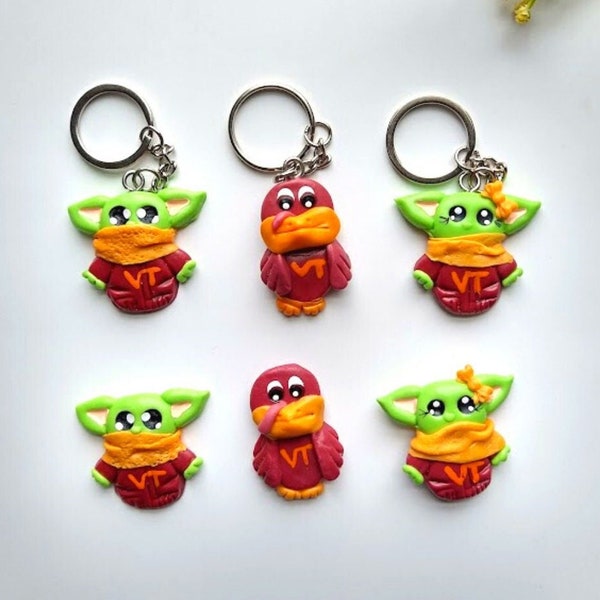 Virginia tech keychain, hokie bird keychain,Virginia Tech Hokies,VT Hokie Bird, Go Hokies, VT keychain, hokie bird gift,Blacksburg, college