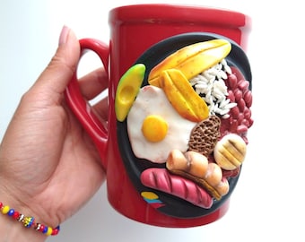 Colombian christmas gift, art I love bandeja paisa, colombian Medellin, culture mug gifts, I love Colombian, food mug , latin map and flag