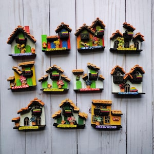 Cadeau petite maison colombienne, mini aimants pour réfrigérateur, Casita encanto, maison de poupée souvenir colombienne, art colombien