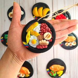 Regalo colombiano per Natale, ornamenti e magneti colombiani per la casa, souvenir di cibo da strada colombiano in miniatura, arte regalo latina fatta a mano