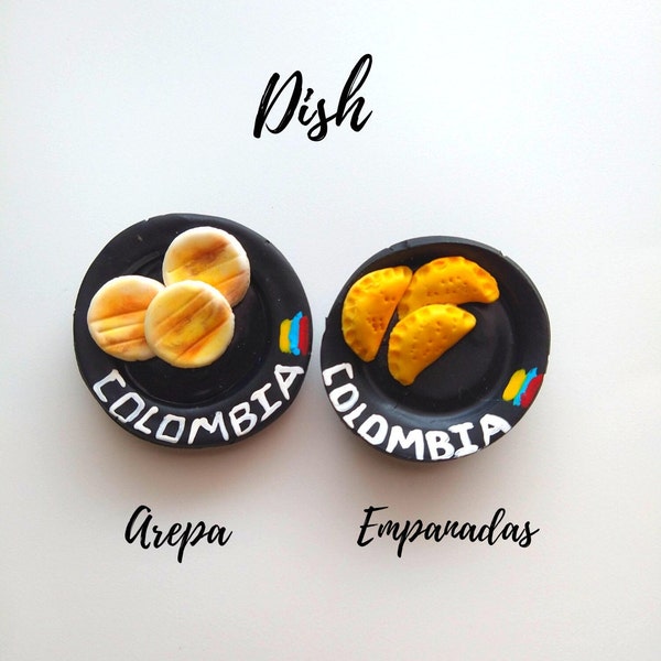 Typical colombian food magnets, arepa, empanada, chiva, Latin Art, Hispanic Haritage Month, Colombian art gifts, Handmade art pieces