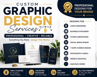 Custom Graphic Design Services, Logo Design, Branding, Business Card, Flyer, Brochure, Social Media Graphics,  Unlimited Revisions