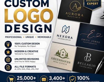 Logo-ontwerp op maat voor uw bedrijf, moderne merkidentiteit, professionele logo-ontwerper, luxe branding, ai eps svg png pdf