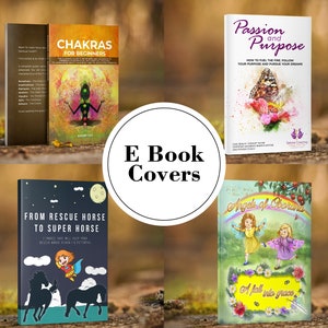 Może przedstawiać: Cztery r&oacute;żne okładki ebook&oacute;w. Pierwsza okładka to ciemnozielona książka z tytułem "Chakras for Beginners". Druga okładka to jasnor&oacute;żowa książka z tytułem "Passion and Purpose". Trzecia okładka to ciemnoniebieska książka z tytułem "From Rescue Horse to Super Horse". Czwarta okładka to jasnozielona książka z tytułem "Angels of Corona" i tekstem "A fall into grace".