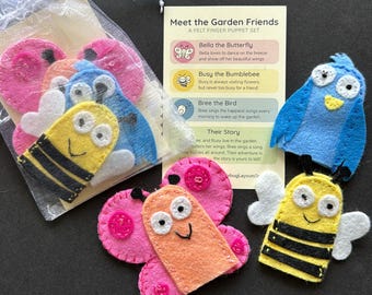 Garden Friends finger puppet set
